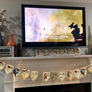 Princess Belle Banner, Printable Princess Triangle Banner, Beauty and ...