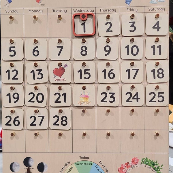 Montessori Calendar Wooden Calendar for Toddlers Gifts for Kids Wall Montessori Calendar Wooden Calendar for Toddlers Gifts for Kids Wall