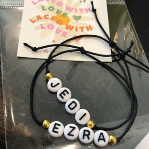 Custom Bead Bracelets, Name Friendship Bracelet, Nylon Cord