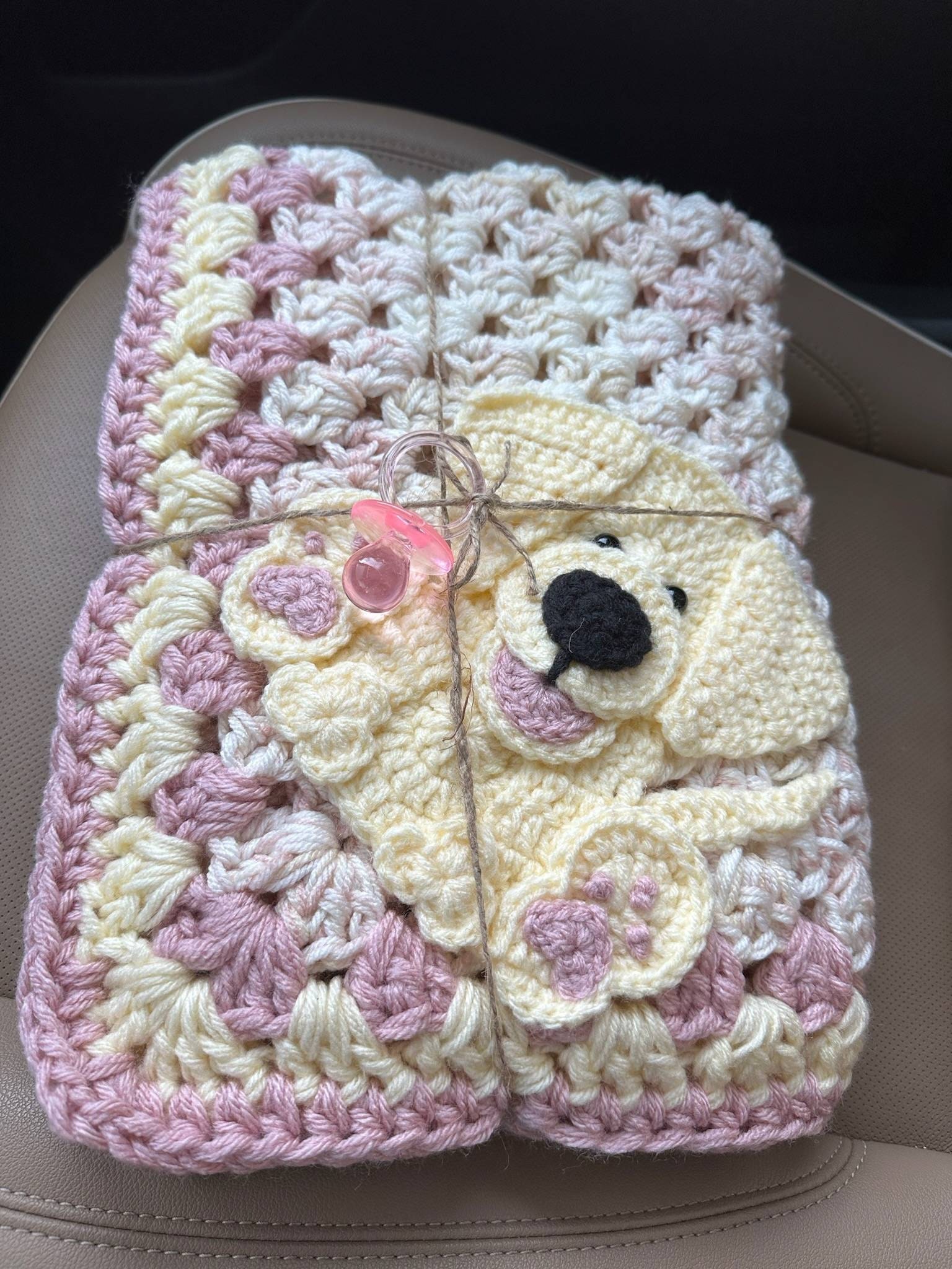 Crochet Baby Blanket Baby Blanket Handmade Baby Blanket Puppy Baby Blanket Crocheted