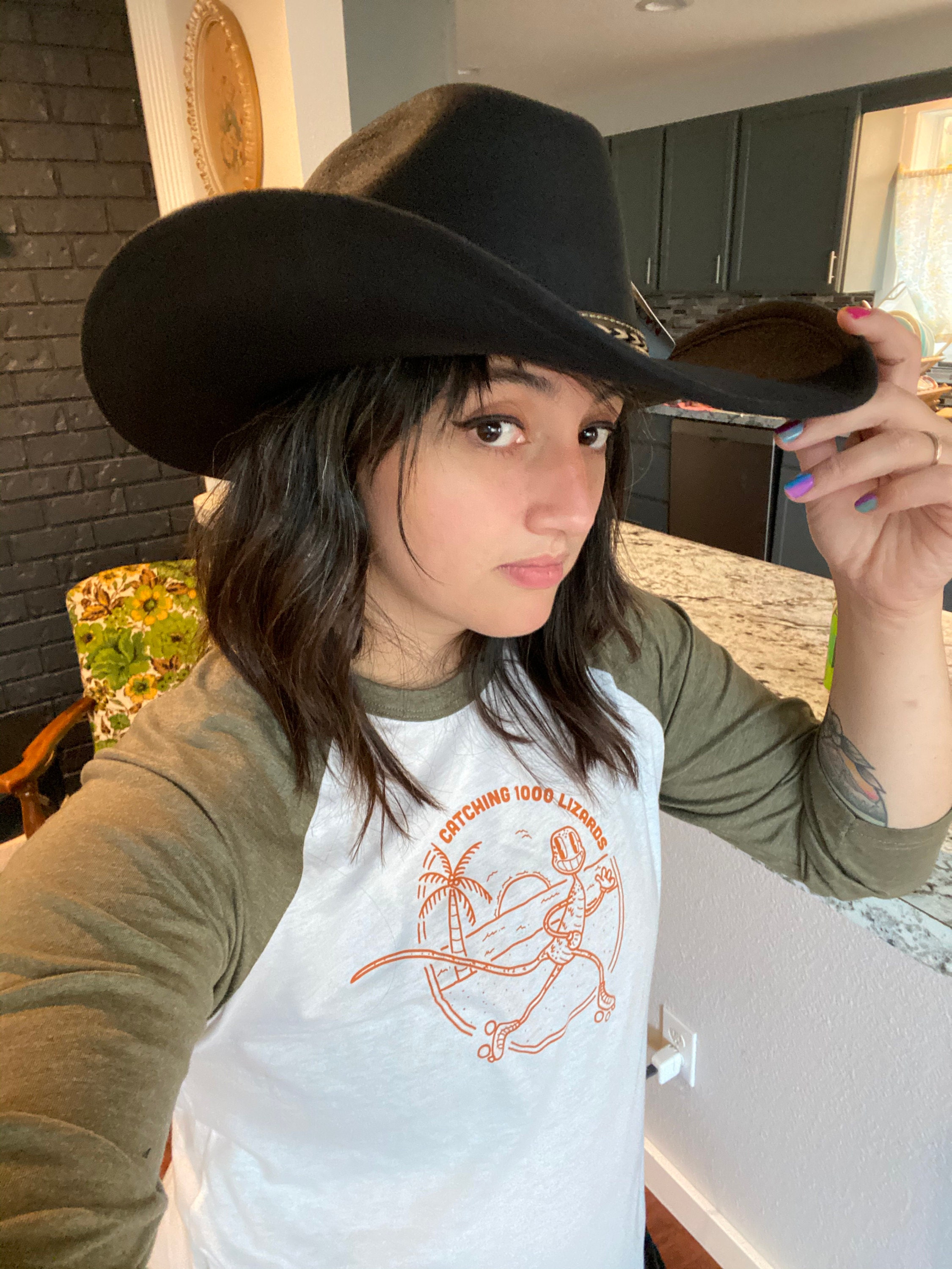 Black Felt Cowboy Hat, BEST SELLER! with an elastic sweat bandana for a comfort fit and incase a bit Big, Made in Mex. Rain Cover included!
