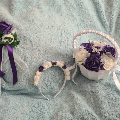 Artificial Wedding Bouquets Flowers Sets Ivory Purple - Etsy
