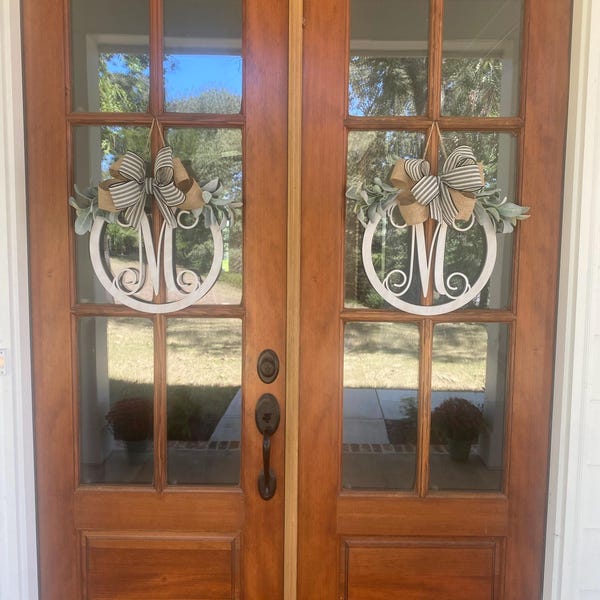 Last Name Door Sign Initial Door Wreath Personalized Front Door Family ...