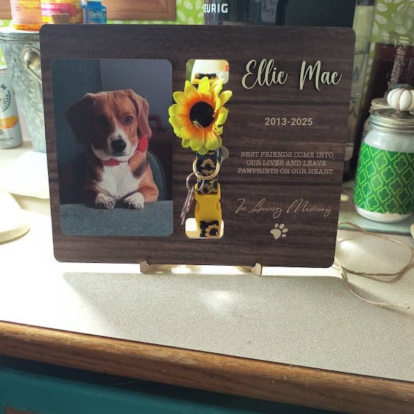 Memorial Pet Collar Sign, Dog Memorial Wood Frame With Collar Holder ...