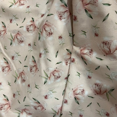 Tossed Peonies Fabric Pink - Etsy