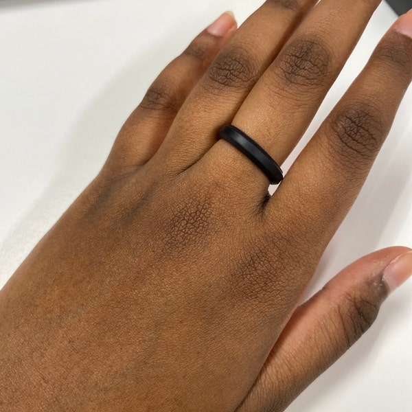 Black And Blue Silicone Wedding Ring For Men Knot Theory Silicone