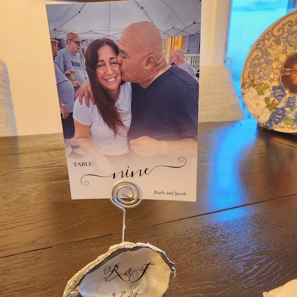 Oyster Shell Table Number Stand, Oyster Shell Place Card Holder,wedding ...