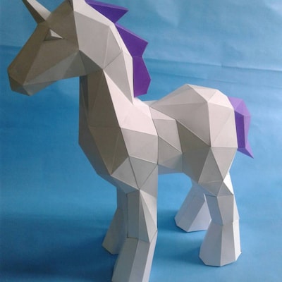 Papercraft Unicorn Template, DIY Unicorn Papercraft, Low Poly Unicorn ...