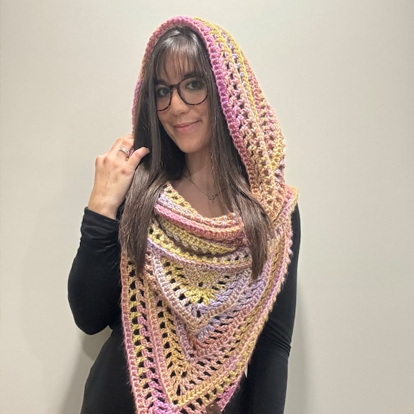 PDF Crochet Pattern - Bohemian Hooded Cowl Scarf - Boho Scarves With ...