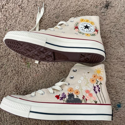 Embroidered Converse/flower Converse/custom Converse - Etsy