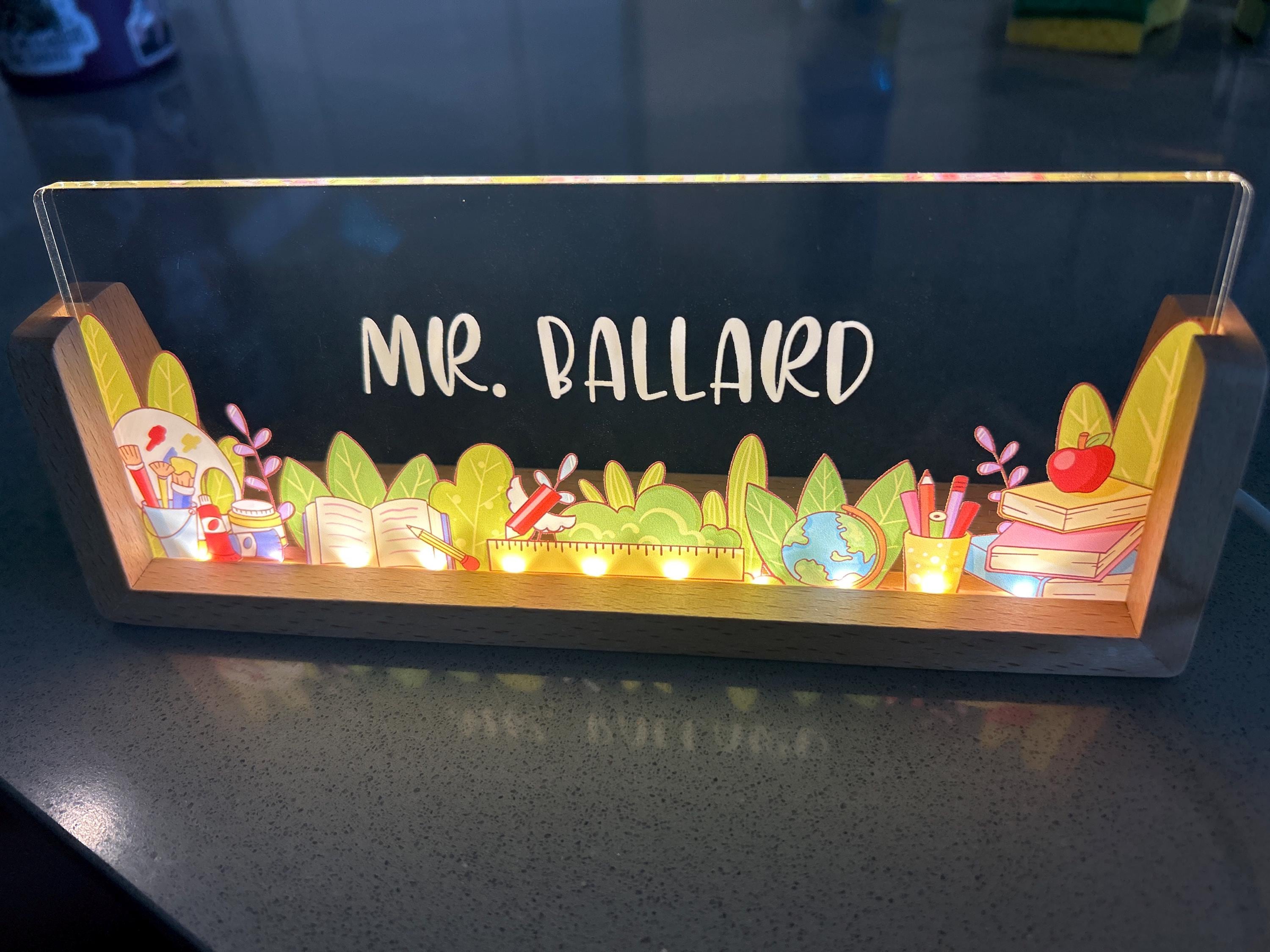 Personalized Name Desk Plate for Teacher | Custom Name Sign for Desk | Lighted Acrylic Nameplate | Teacher Appreciation Gift | Office Decor
