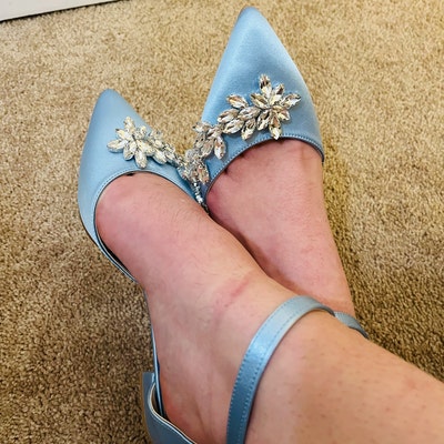 navy blue block heels for wedding