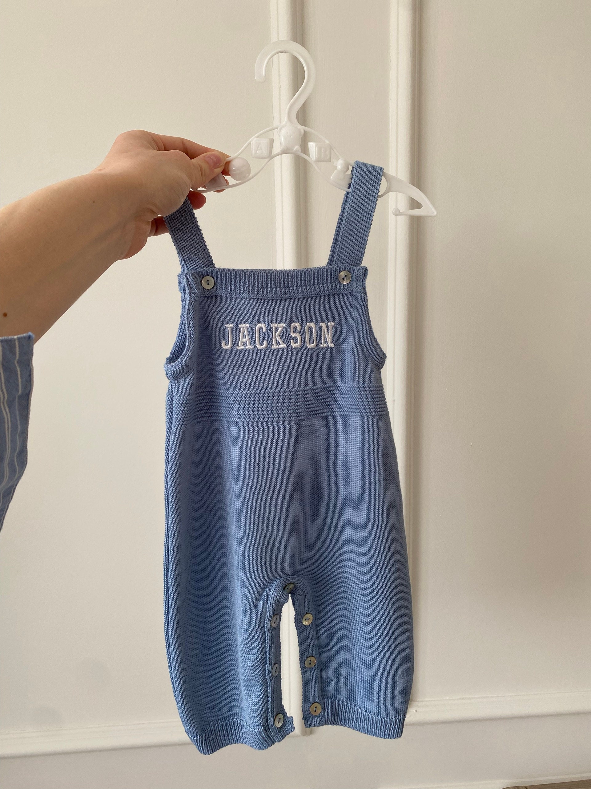 Knitted Baby Dungarees, Designer Baby Boy Romper, Baby Boy Dungarees, Baby Shower Gift, Baby Boy Christening outfit, Newborn Gift