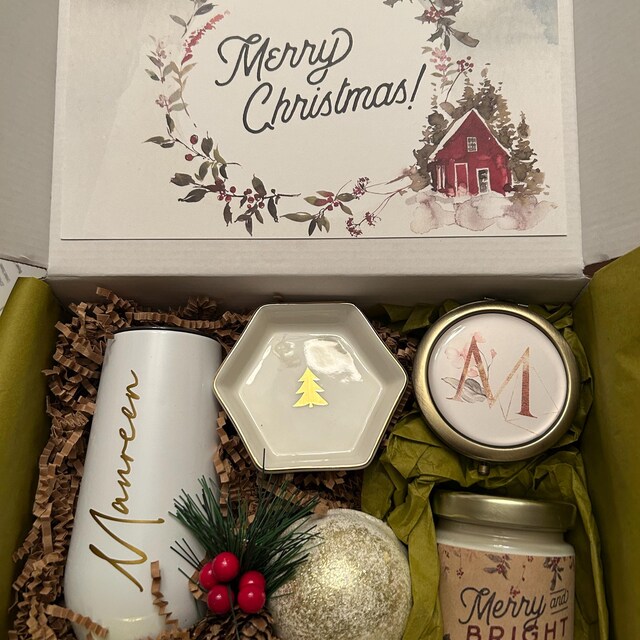 Spa Christmas Gift Set for Her, Personalized Holiday Gift Basket