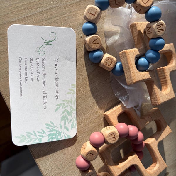 Personalized Silicone Decade Rattle Rosary, Baby and Child's First ...