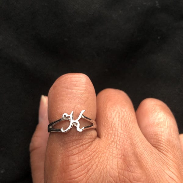 Sterling Silver Initial D Ring - Monogram D Ring - Custom Ring ...