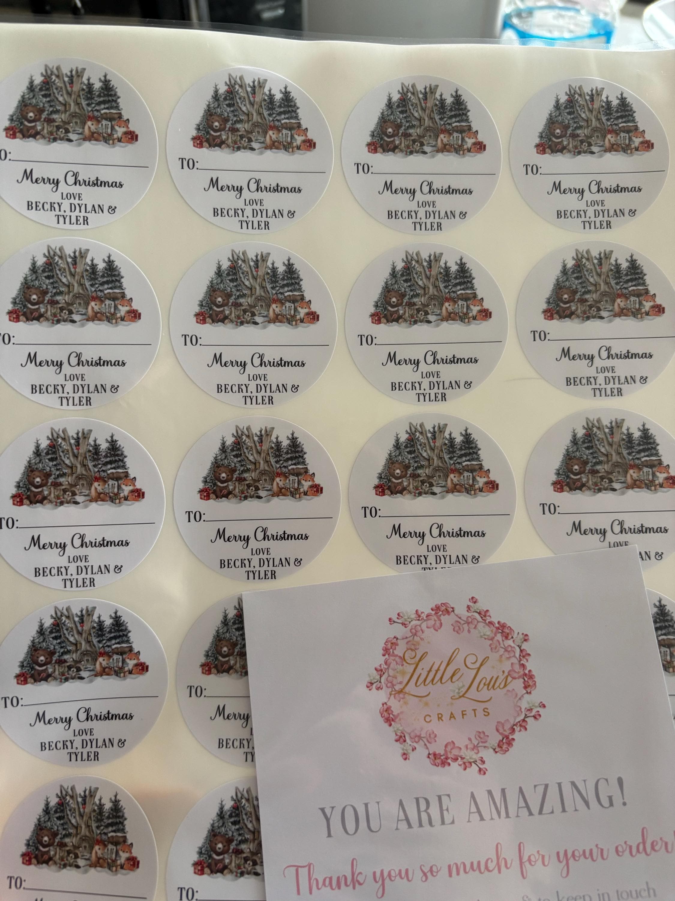 24 Personalised Christmas Stickers | Personalised Christmas Gift Labels | Santa Gift Stickers