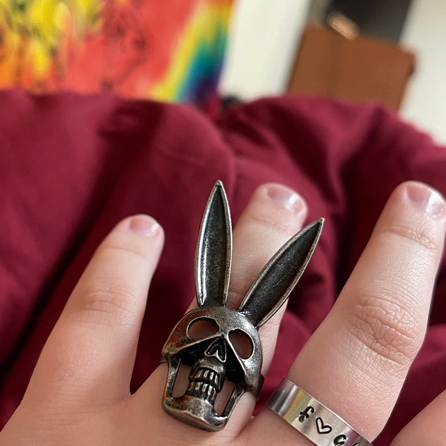 Rabbit Ring Bunny Ring Skull Ring Animal Skull Ring Punk Ring