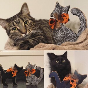 Halloween Decor Fall Decor Black Cat Decor Scaredy Cats Halloween Cats Set Of 2