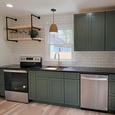 Rustic Farmhouse Pipe Wall Unit, Floating Open Kitchen Shelves ...