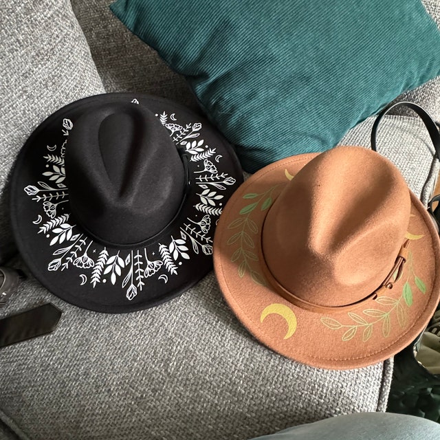 Vegan Felt Wide Brim Hat - Goth Witch Fedora Hat - XL Brim