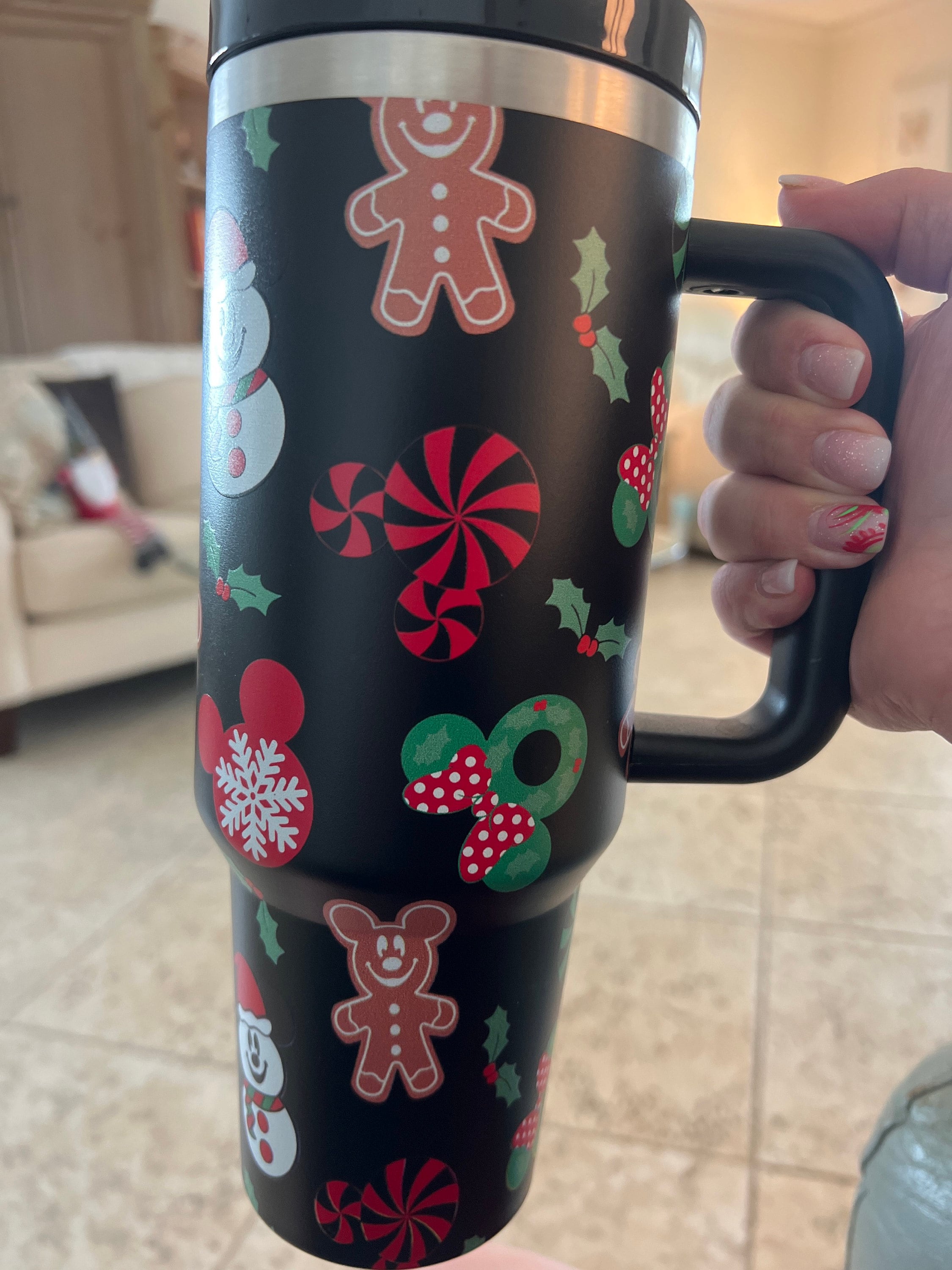 Christmas Mouse and Friends 40oz Tumbler, Gingerbread Christmas Tumbler, Christmas Family Trip Tumbler, Stainless Steel Tumbler with Straw