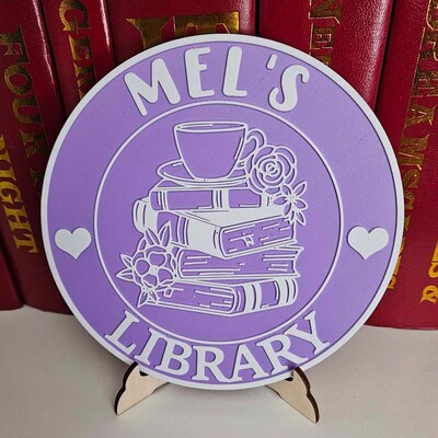 Personalized Library Sign Custom Book Decor Color 3D Printed Bookish ...