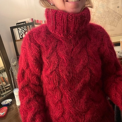 Hand Knitted Wool Jumper - Plain Charcoal