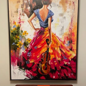 Gorgeous Girl With Violin Oil Painting Abstract Woman Wall Art - Etsy