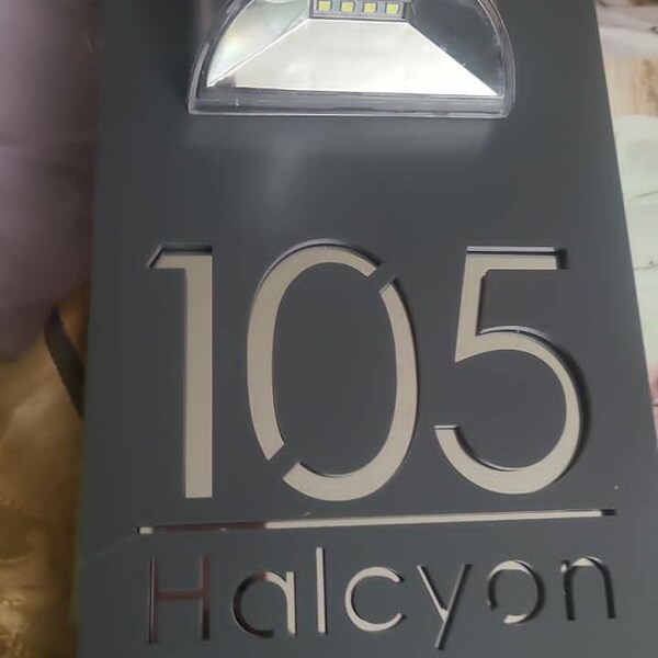 Beautiful Grey Mirror House Sign With Solar Light Laser Acrylic Marble ...