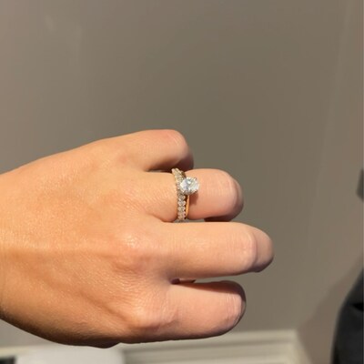 3MM Round Moissanite Open Notch Bubble Set Wedding Matching Band for ...