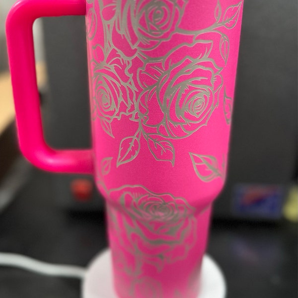 Rose Laser Engraved Full Wrap Design for 40 Oz Tumbler, Rose SVG Laser ...