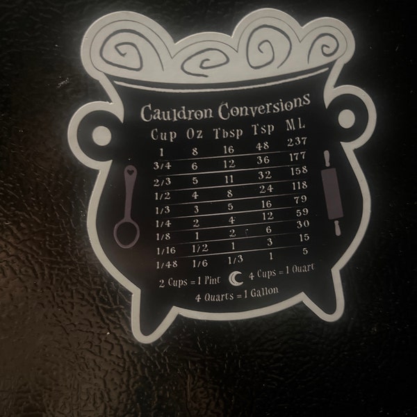 Cauldron Conversion Chart Magnet, Black, Cooking, Measurements, Baking ...