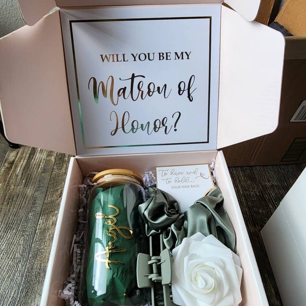 Gold Will You Be My Bridesmaid Proposal Box Set, Personalized ...