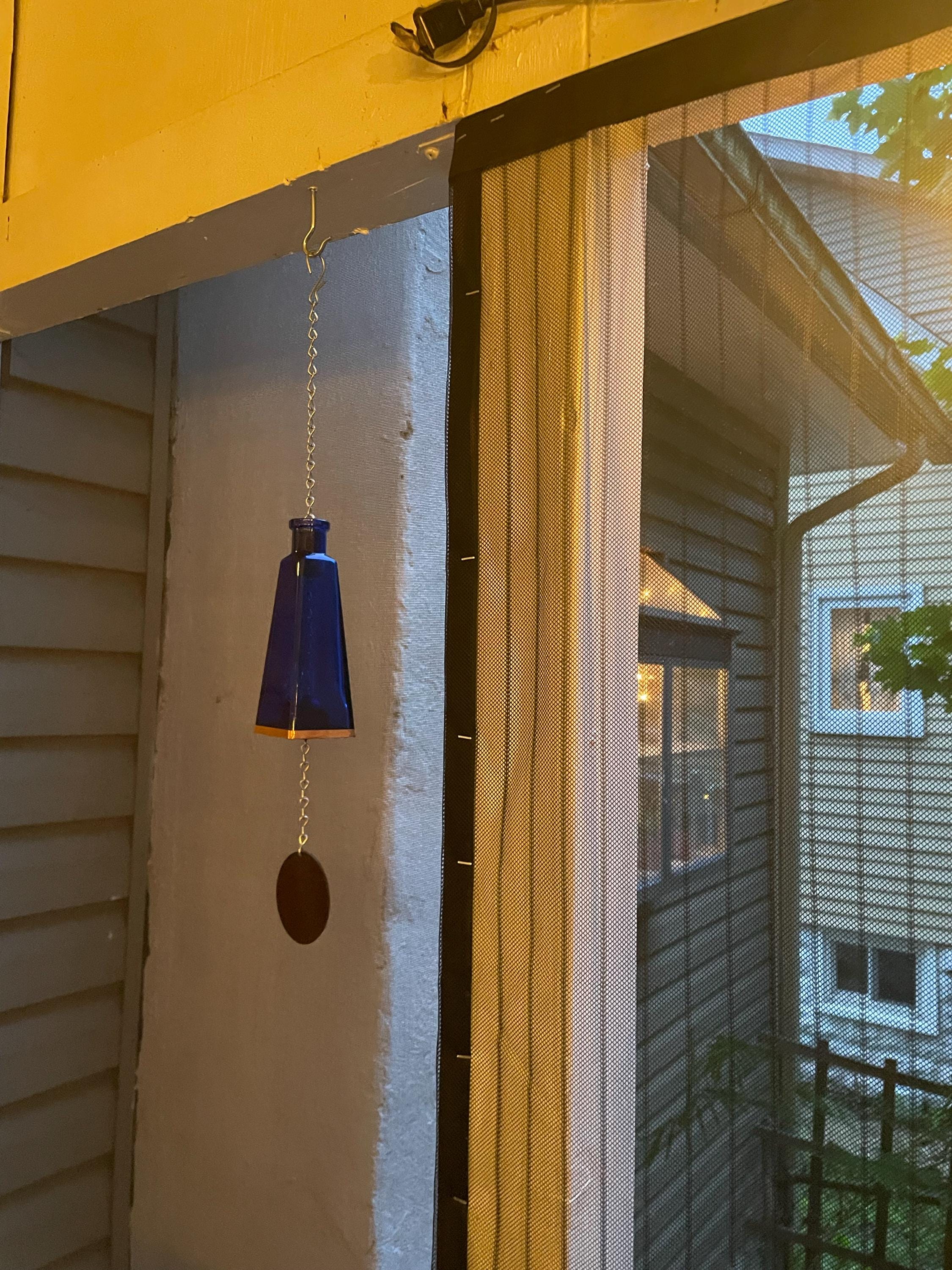 Glass Wind Chimes Made From Pyramid Shaped Bottles Hand Cut and Made Assorted Colors Outdoor Garden Patio Decor Unique
