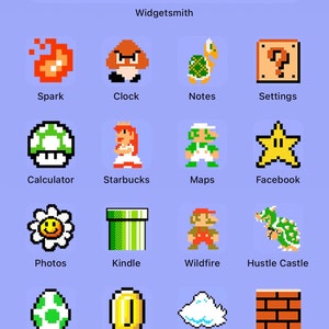 Vintage Super Mario Video Game Aesthetic Phone Icons