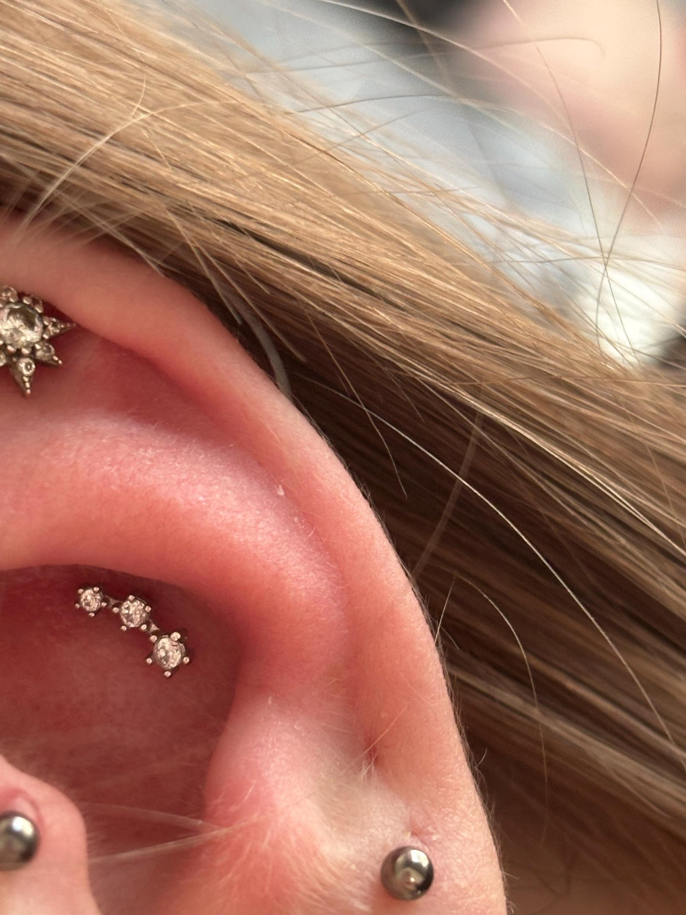 18G/16G Tiny Gold Climber Cartilage Earring • tragus stud • conch earring • tragus • helix • cartilage piercing • minimalist • FLAT BACK