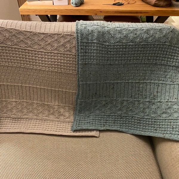 Knitting Pattern ~ Easy Sampler Baby Blanket in DK Yarn ~ ENGLISH ~ PDF ...
