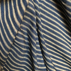 DARK Navy Blue Homespun Ticking Fabric Primitive Stripe Fabric Cotton ...