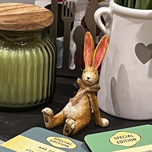 Grey Small Sitting Rabbit With Jute Bow, Rabbit, Bunny, Home Decor ...