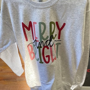 Merry and Bright Sweatshirt, Womens Christmas Sweater, Cute Holiday ...