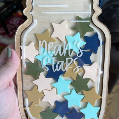 Star Reward Jars - Barattolo Delle Ricompense A Stelle Per Bambini, In Legno, Con 25 Stelle Colorate, Per Insegnare Buone Abitudini E Obiettivi Quotidiani