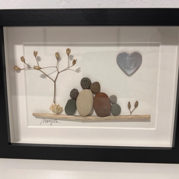 10th 10 Years Tin Wedding Anniversary Pebble Art Picture Married Couple ...