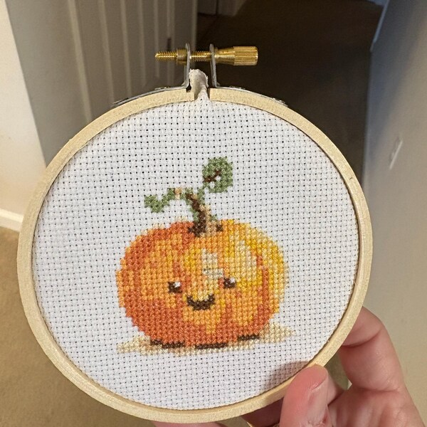 Cute Small Pumpkin Cross Stitch Pattern PDF for Beginners Easy Happy