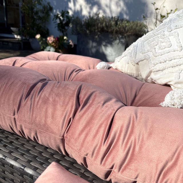 Old Pink Velvet Floor Cushion: Bohemian Floor Pillow Seating