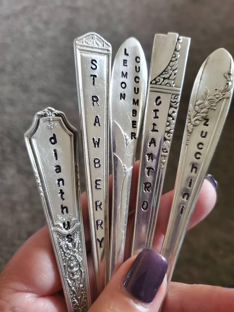 Handmade garden marker Set of 5 Herb marker Vintage upcycled Christmas Garden stakes Spring gift basket Mother’s Day gifts for her Plants
