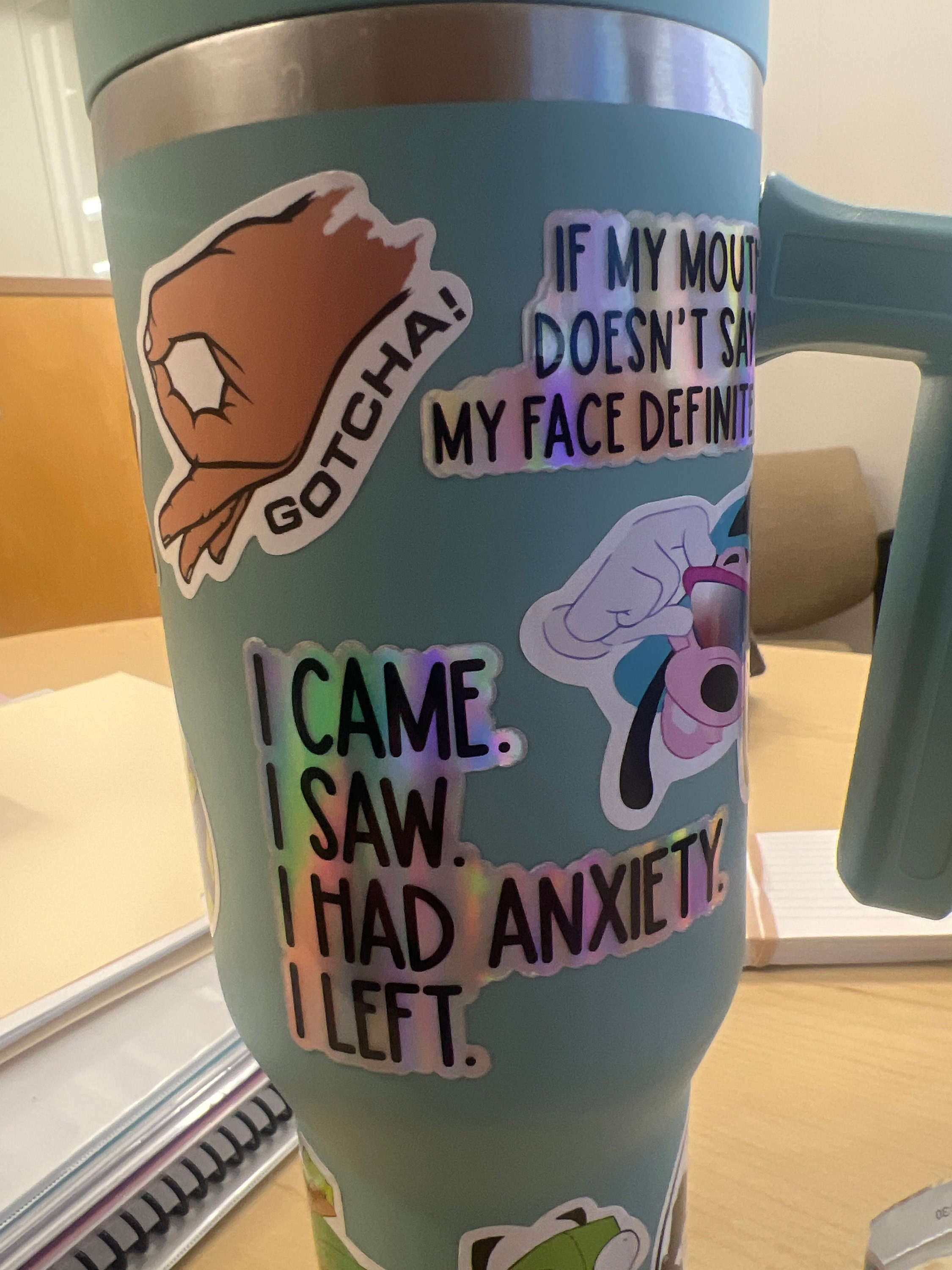 i came i saw i had anxiety i left sticker, funny introvert sticker, funny sticker, laptop decal, anxiety tumbler sticker, anxiety sticker