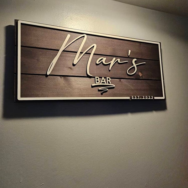 Personalized Bar Sign Wooden Sign Gift Custom Wood Sign Personalized ...