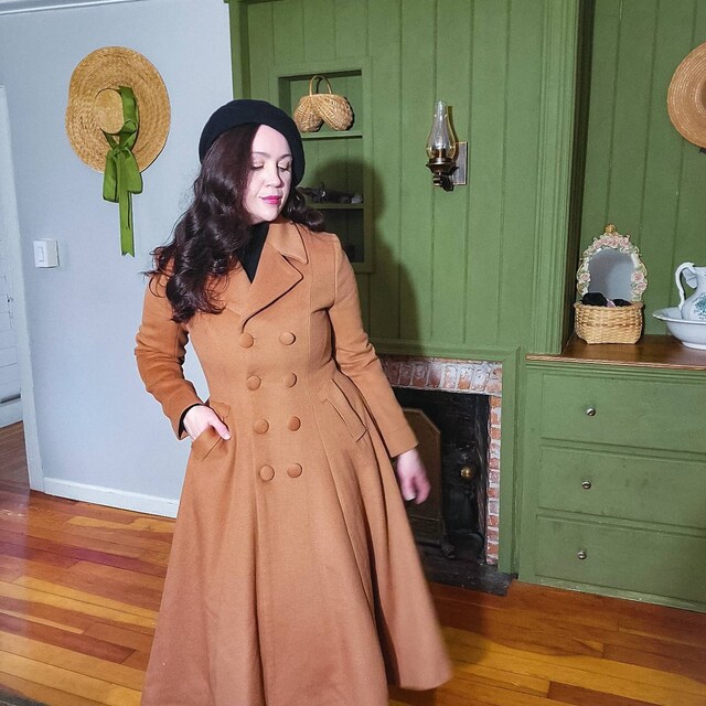 Double Breasted Wool Coat, Women's Winter Wool Coat, Brown