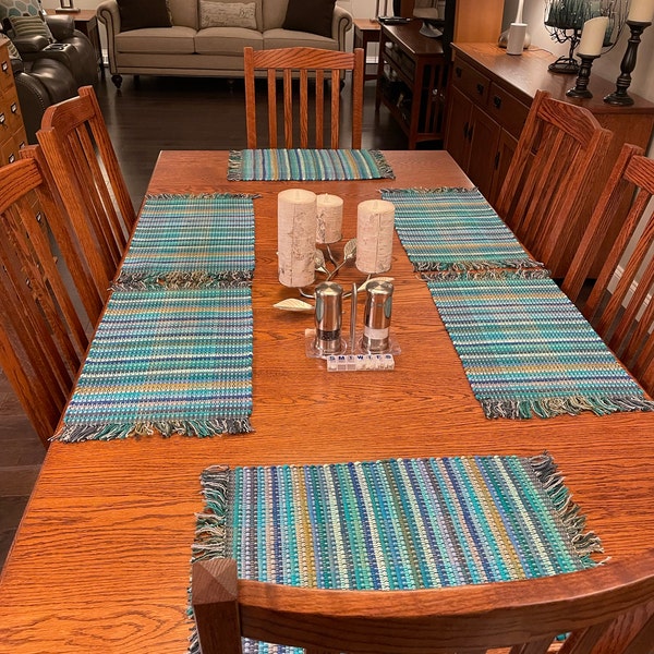 Handwoven Machine Washable Rag Rug Placemats in Warm Rust, Grey, and ...